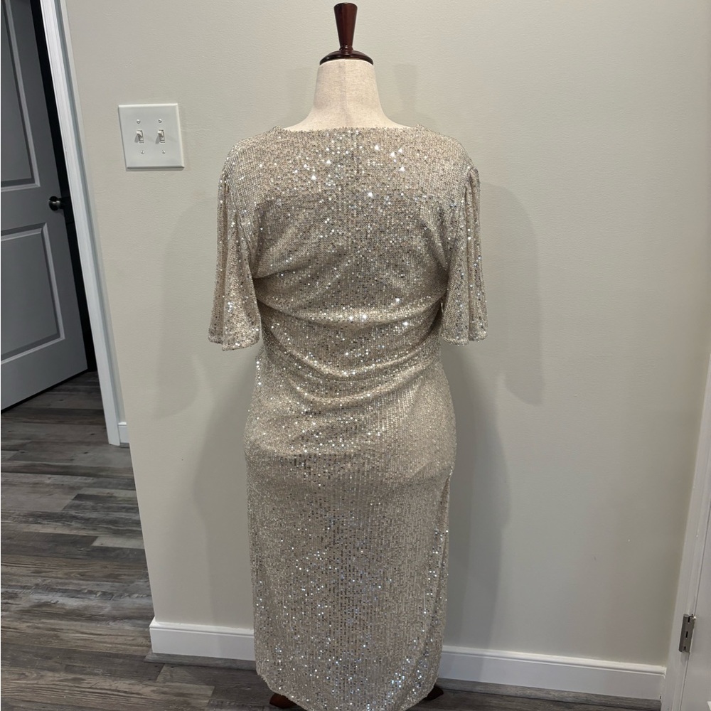 Silver Sequin V-Neck Midi Gown - Picture 2 of 2